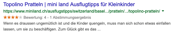 Beispiel Google Rich Snippet mit Sternen