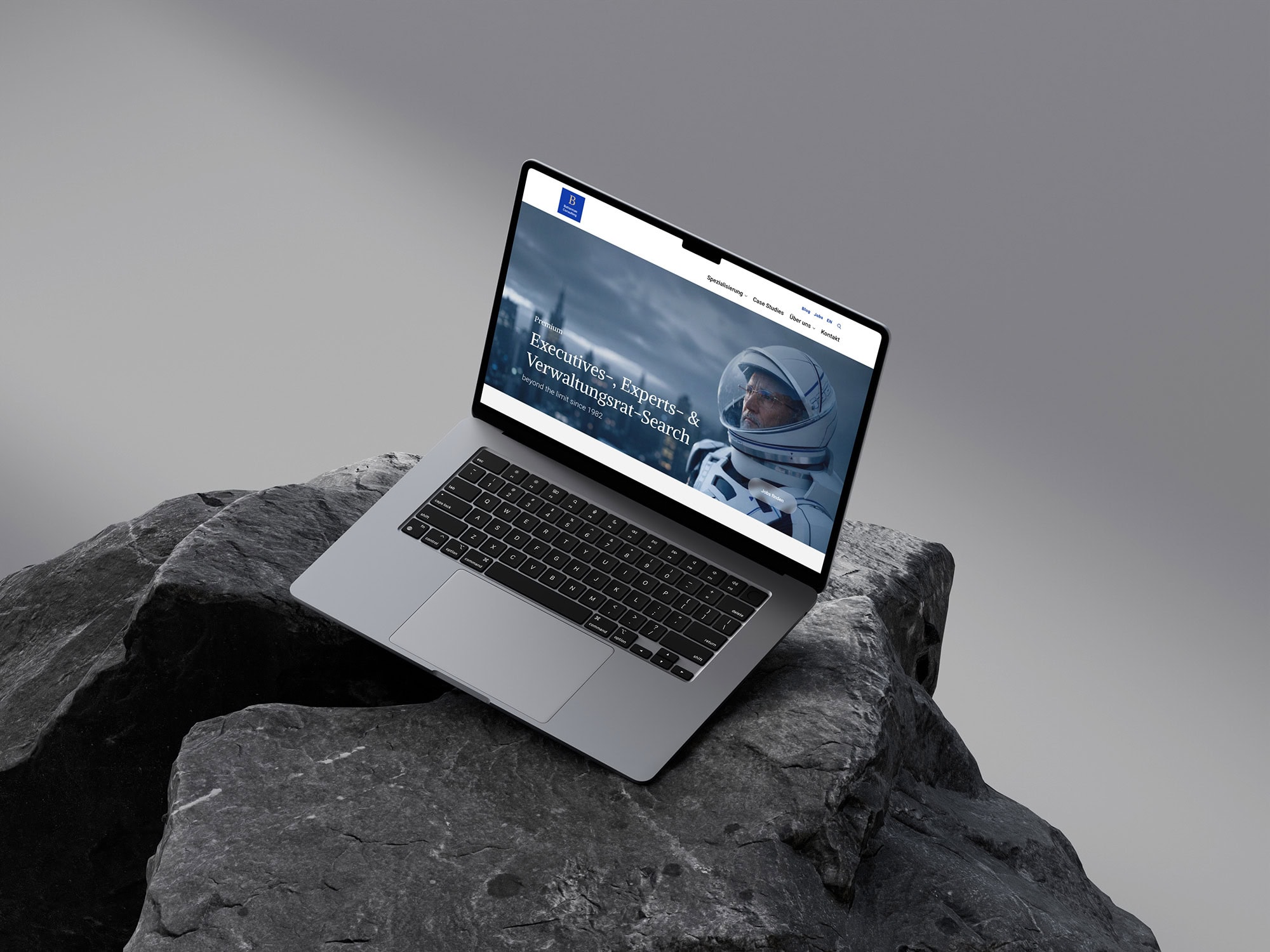 Mockuuups Free MacBook Air 15 mockup on dark textured rocks scaled