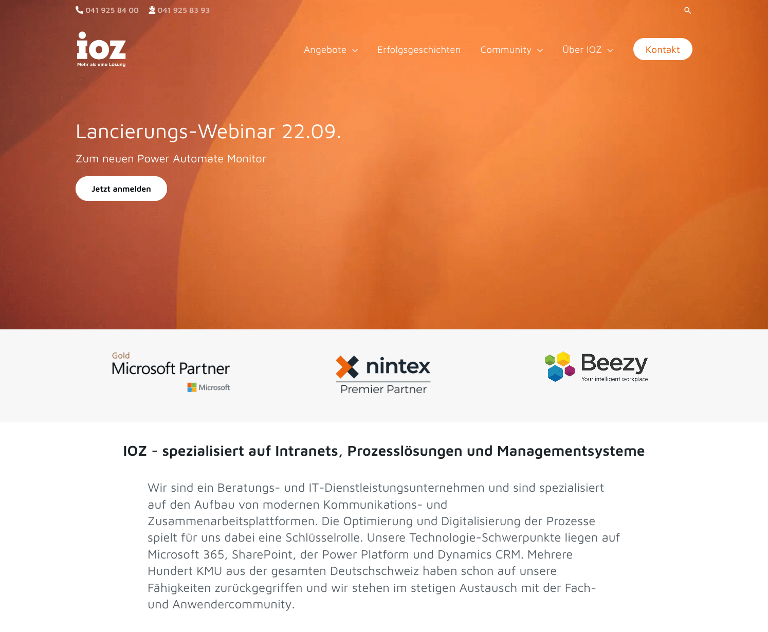 screenshot 2021 09 03 ioz sursee produktivitätsplattformen mit microsoft technologie